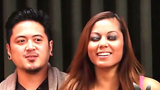 Asian Swinger couple has fun in the foamy pool before having hot and hard private sex with oral sex